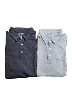 Faherty Sunwashed Polo Lot Of 2 Mens 2XL XXL Organic Cotton Short Sleeve Shirt